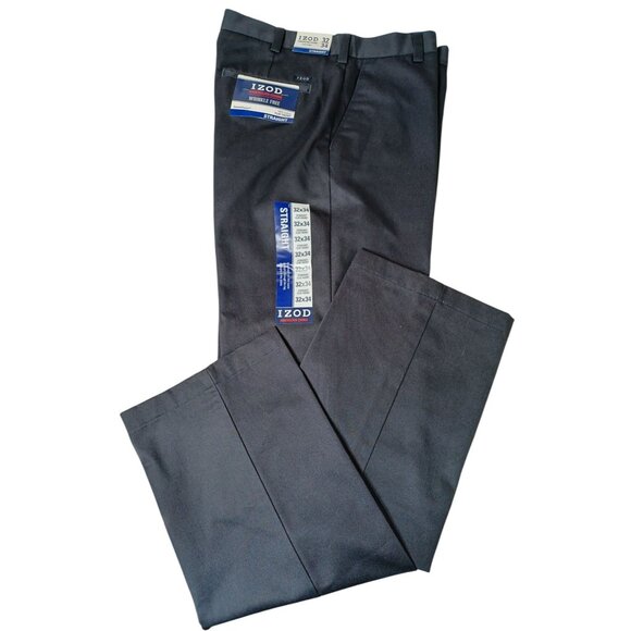 Izod American Chino Wrinkle Free Straight Fit Pants 32x34 Flat Front 100% Cotton - Picture 1 of 9